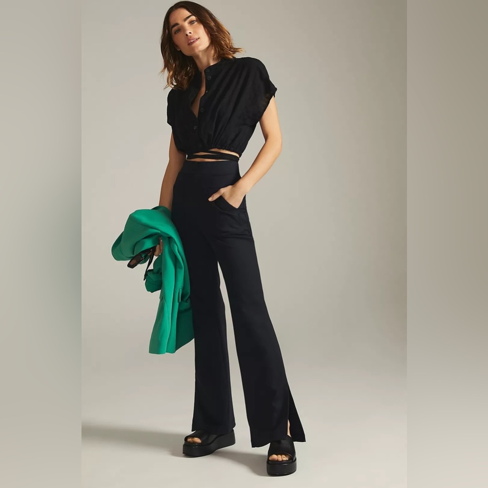 Anthropologie Maeve Knit Flare Pants in Black Women’s Large